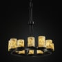 Justice Design Group Alabaster Rocks! 28" Dakota 12 Light Pillar Candle Chandelier Matte Black