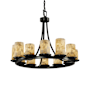 Justice Design Group Alabaster Rocks 28" Wide Ring Chandelier Matte Black