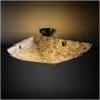 Justice Design Group Alabaster Rocks! 21" Wide Integrated 3000K LED Semi-Flush Bowl Ceiling Fixture with Shaved Alabaster Rocks Resin Shade Matte Black