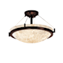 Justice Design Group Alabaster Rocks 21" Round Bowl Semi Flush Mount Ceiling Fixture Dark Bronze