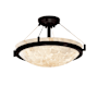 Justice Design Group Alabaster Rocks 21" Round Bowl Semi Flush Mount Ceiling Fixture Matte Black