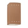Justice Design Group Ambiance 10" Tall Perforated Rectangular Open Top LED Wall Sconce Adobe
