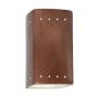 Justice Design Group Ambiance 10" Tall Perforated Rectangular Open Top LED Wall Sconce Antique Copper
