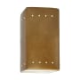 Justice Design Group Ambiance 10" Tall Perforated Rectangular Open Top LED Wall Sconce Antique Gold