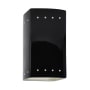 Justice Design Group Ambiance 10" Tall Perforated Rectangular Open Top LED Wall Sconce Gloss Black / Matte White