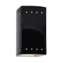 Justice Design Group Ambiance 10" Tall Perforated Rectangular Open Top LED Wall Sconce Gloss Black