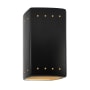 Justice Design Group Ambiance 10" Tall Perforated Rectangular Open Top LED Wall Sconce Carbon Matte Black / Champagne Gold