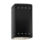 Justice Design Group Ambiance 10" Tall Perforated Rectangular Open Top LED Wall Sconce Carbon Matte Black