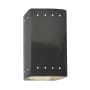 Justice Design Group Ambiance 10" Tall Perforated Rectangular Open Top LED Wall Sconce Gloss Grey