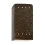 Justice Design Group Ambiance 10" Tall Perforated Rectangular Open Top LED Wall Sconce Hammered Brass