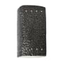 Justice Design Group Ambiance 10" Tall Perforated Rectangular Open Top LED Wall Sconce Hammered Pewter