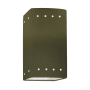 Justice Design Group Ambiance 10" Tall Perforated Rectangular Open Top LED Wall Sconce Matte Green