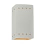 Justice Design Group Ambiance 10" Tall Perforated Rectangular Open Top LED Wall Sconce Matte White / Champagne Gold