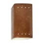 Justice Design Group Ambiance 10" Tall Perforated Rectangular Open Top LED Wall Sconce Rust Patina