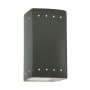 Justice Design Group Ambiance 10" Tall Perforated Rectangular Open Top LED Wall Sconce Pewter Green