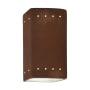 Justice Design Group Ambiance 10" Tall Perforated Rectangular Open Top LED Wall Sconce Real Rust