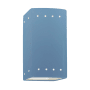 Justice Design Group Ambiance 10" Tall Perforated Rectangular Open Top LED Wall Sconce Sky Blue