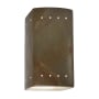 Justice Design Group Ambiance 10" Tall Perforated Rectangular Open Top LED Wall Sconce Tierra Red Slate