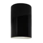 Justice Design Group Ambiance 10" Tall Half Cylinder Closed Top LED Wall Sconce Gloss Black / Matte White