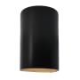 Justice Design Group Ambiance 10" Tall Half Cylinder Closed Top LED Wall Sconce Carbon Matte Black / Champagne Gold