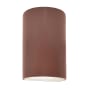 Justice Design Group Ambiance 10" Tall Half Cylinder Closed Top LED Wall Sconce Canyon Clay