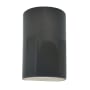 Justice Design Group Ambiance 10" Tall Half Cylinder Closed Top LED Wall Sconce Gloss Grey