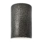 Justice Design Group Ambiance 10" Tall Half Cylinder Closed Top LED Wall Sconce Hammered Pewter