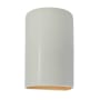 Justice Design Group Ambiance 10" Tall Half Cylinder Closed Top LED Wall Sconce Matte White / Champagne Gold