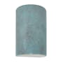 Justice Design Group Ambiance 10" Tall Half Cylinder Closed Top LED Wall Sconce Verde Patina