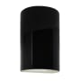 Justice Design Group Ambiance 10" Tall Half Cylinder Open Top LED Wall Sconce Gloss Black / Matte White