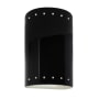 Justice Design Group Ambiance 10" Tall Perforated Half Cylinder Open Top LED Wall Sconce Gloss Black / Matte White