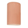 Justice Design Group Ambiance 10" Tall Perforated Half Cylinder Open Top LED Wall Sconce Gloss Blush