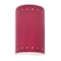 Justice Design Group Ambiance 10" Tall Perforated Half Cylinder Open Top LED Wall Sconce Cerise