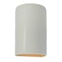 Justice Design Group Ambiance 13" Tall Half Cylinder Closed Top LED ADA Wall Sconce Matte White / Champagne Gold