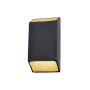 Justice Design Group Ambiance 2 Light 14" Tall LED Tapered Rectangle Outdoor Wall Sconce Carbon Matte Black / Champagne Gold