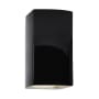Justice Design Group Ambiance 10" Tall LED ADA Wall Sconce with a Ceramic Small Rectangle Shade Gloss Black
