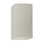 Justice Design Group Ambiance 10" Tall LED ADA Wall Sconce with a Ceramic Small Rectangle Shade White Crackle