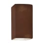 Justice Design Group Ambiance 10" Tall LED ADA Wall Sconce with a Ceramic Small Rectangle Shade Real Rust