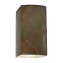 Justice Design Group Ambiance 10" Tall LED ADA Wall Sconce with a Ceramic Small Rectangle Shade Tierra Red Slate
