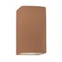 Justice Design Group Ambiance 10" Tall LED Wall Sconce with a Ceramic Small ADA Rectangle Shade Adobe
