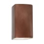 Justice Design Group Ambiance 10" Tall LED Wall Sconce with a Ceramic Small ADA Rectangle Shade Antique Copper