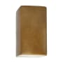 Justice Design Group Ambiance 10" Tall LED Wall Sconce with a Ceramic Small ADA Rectangle Shade Antique Gold