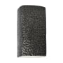 Justice Design Group Ambiance 10" Tall LED Wall Sconce with a Ceramic Small ADA Rectangle Shade Hammered Pewter