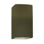 Justice Design Group Ambiance 10" Tall LED Wall Sconce with a Ceramic Small ADA Rectangle Shade Matte Green
