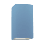 Justice Design Group Ambiance 10" Tall LED Wall Sconce with a Ceramic Small ADA Rectangle Shade Sky Blue