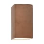 Justice Design Group Ambiance 10" Tall LED Wall Sconce with a Ceramic Small ADA Rectangle Shade Terra Cotta