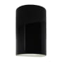 Justice Design Group Ambiance 10" Tall Half Cylinder Closed Top LED ADA Wall Sconce Gloss Black / Matte White
