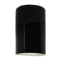 Justice Design Group Ambiance 10" Tall Half Cylinder Closed Top LED ADA Outdoor Wall Sconce Gloss Black / Matte White