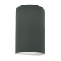 Justice Design Group Ambiance 10" Tall Half Cylinder Closed Top LED ADA Outdoor Wall Sconce Pewter Green