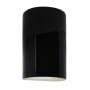 Justice Design Group Ambiance 10" Tall Half Cylinder Open Top LED ADA Wall Sconce Gloss Black / Matte White